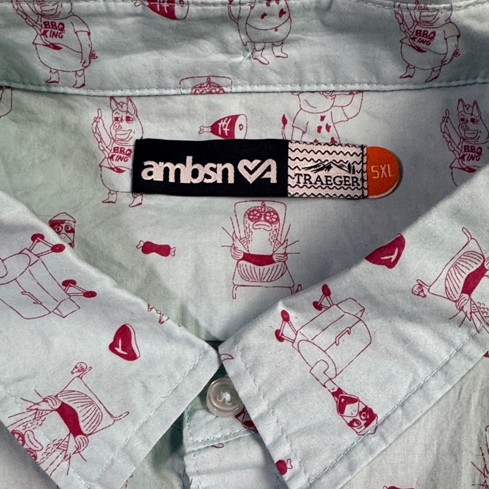 Limited-Edition Traeger x Ambsn Woven Short Sleeve Button-Up Shirt Men’s 5XL NWT - Picture 4 of 11